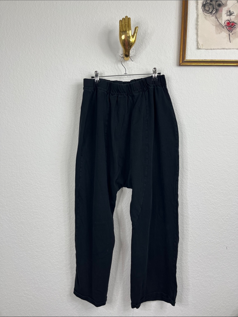 Zara Black Drop Crotch Harem Pants w Pockets